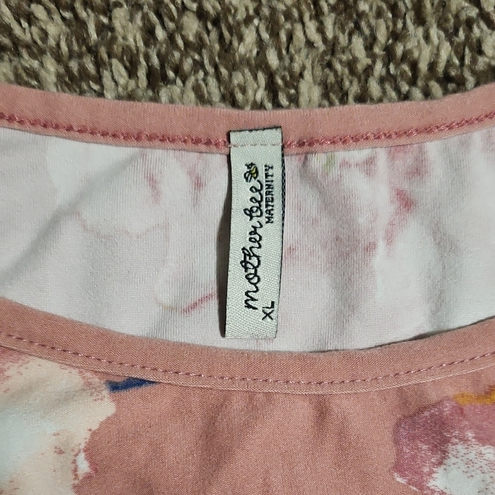 Motherhood Maternity Floral Midi Dress in Pink and Blue - Picture 2 of 2